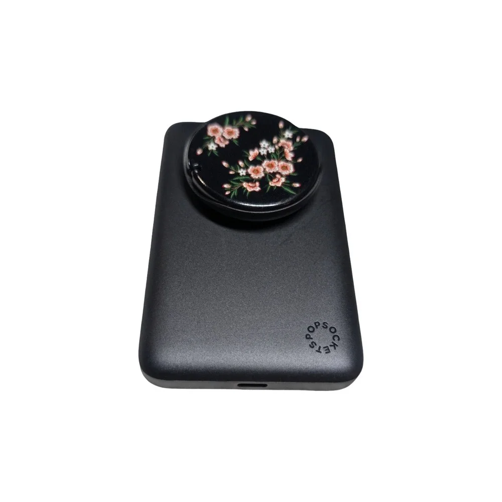 Gg4-R PopSockets PowerPack 5000mAh MagSafe Grip Black Flip Mirror Floral Referb